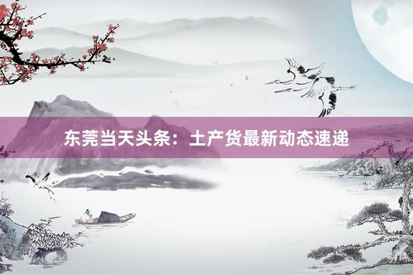 东莞当天头条：土产货最新动态速递